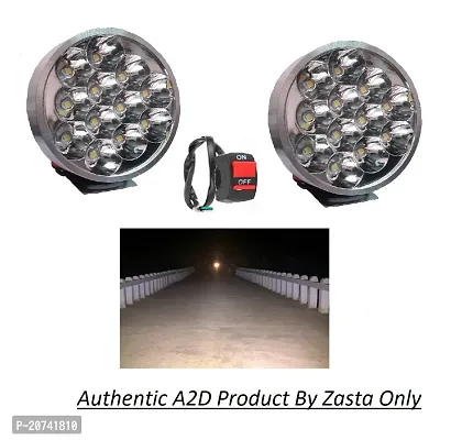 12 LED Aux Bike Fog Lamp Light Set of 2 White with Switch For all types of two wheelers-thumb2