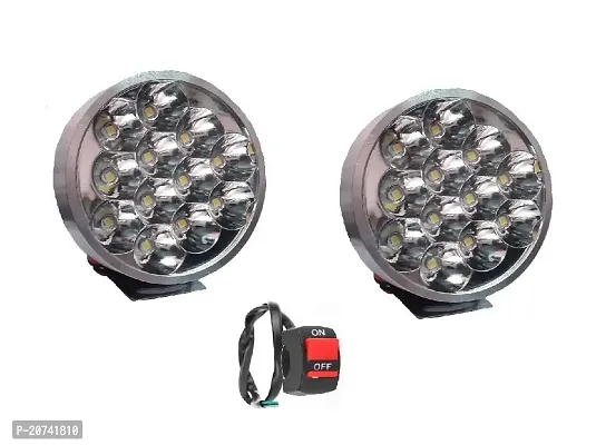 12 LED Aux Bike Fog Lamp Light Set of 2 White with Switch For all types of two wheelers-thumb3