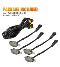 4PC LED Grille Lights Amber SMOKED SHELL Grill Led with Fuse Adapter Wiring Harness Kit (4PCS SMOKED Shell with Amber Light) Compatible with ALL CAR (4PC LED Grille Lights SMOKED SHELL)-thumb2