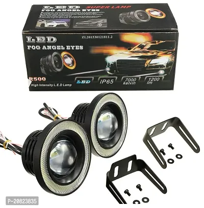 Angel Eye Drl LED Light Fog Lamp for cars - 2pcs , Black-thumb0