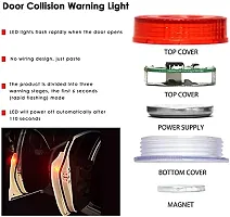 (2pairs 4pcs Waterproof 5 LED Wireless Car Door Warning Open Lights Indicator Decor Interior Flash Magnetic car led Lights for Anti Rear-End Collision Free Batteries RED-thumb1