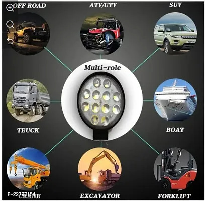 Delhi Deals 12 LED Round Truck Work Light with Spot Flood Beam for Car, Off Road Truck, Jeep, SUV, ATV and UTV Fog Lamp, Car, Van, Motorbike LED (12 V, 24W) Pack of 2-White-thumb3