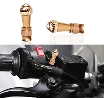 Brass Rear View Mirror Nut Cap Mirror replacment knoob Compatible for all bikes (Set Of 2)-thumb2