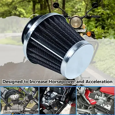 Motorcycle Air Filter Pods Motorbike Air Filter 42mm Round Tapered Bike Clamp-on Pod Intake Filter Cleaner (Pack of 1, Black)-thumb3