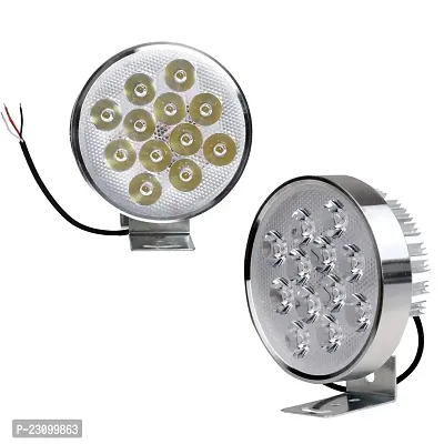12 LED Round Fog Light Spot Strobe Beam Driving Lamp with ON/OFF Switch for Motorcycle, Car, SUV and Bikes (24W, White, 2 Pcs)
