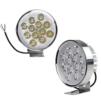12 LED Round Fog Light Spot Strobe Beam Driving Lamp with ON/OFF Switch for Motorcycle, Car, SUV and Bikes (24W, White, 2 Pcs)-thumb1