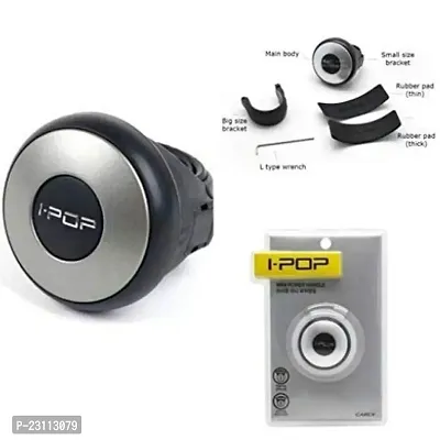 I-Pop Mini Car Steering Knob| Spinner |Power Holder  Silver Black-thumb2