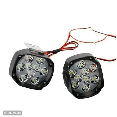 12 LED Round Fog Light Waterproof Flood Beam Fog Lamp with Metal Stand for Cars and Motorcycle (12W)-thumb0