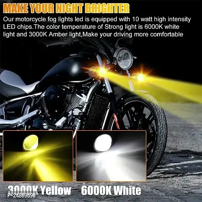 U1 LED Driving Fog Lights, Motorcycle Auxiliary Spot Lights Amber and White Projector High Low Beam Lights Replacement for All Motorbike Cars SUV ATV (Pack 2)-thumb4