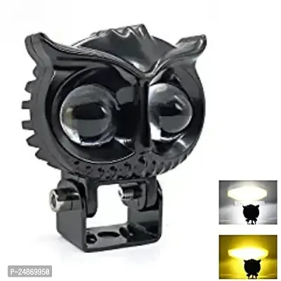 OWL Shape Imported Fog Light 12V DC, Auxiliary Spot Projector Yellow And White Beam With Flashing Off-Roading Universal for All Motorcycle, Bikes, Scooty (pack of 1)