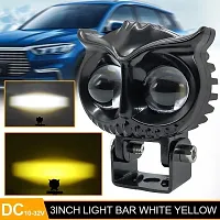 OWL Shape Imported Fog Light 12V DC, Auxiliary Spot Projector Yellow And White Beam With Flashing Off-Roading Universal for All Motorcycle, Bikes, Scooty (pack of 1)-thumb1