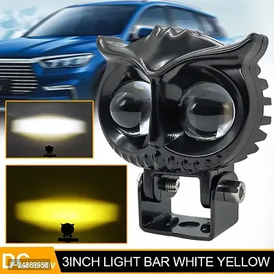 OWL Shape Imported Fog Light 12V DC, Auxiliary Spot Projector Yellow And White Beam With Flashing Off-Roading Universal for All Motorcycle, Bikes, Scooty (pack of 1)-thumb2