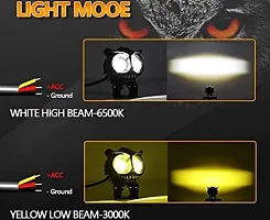 OWL Shape Imported Fog Light 12V DC, Auxiliary Spot Projector Yellow And White Beam With Flashing Off-Roading Universal for All Motorcycle, Bikes, Scooty (pack of 1)-thumb2