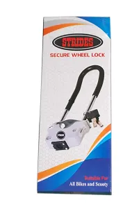 STRIDES Present Secure Wheel Lock for Motorcycle, with computerised Key (jo apni chhabi se HEE khule) Suitable for 100 cc Bike.(Colour May varry. Silver/Black)-thumb1