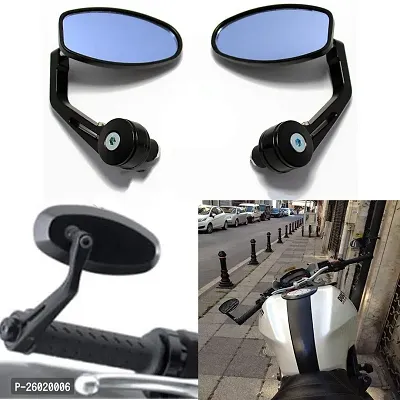 Handlebar End Oval Side Mirror for Royal Enfield Bullet Classic Standard Thunderbird Reborn Meteor Hunter Electra 350 500 Bike Pair of 2 Rear View Glass Mirror