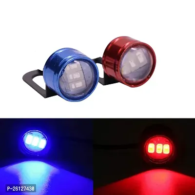 12V DC Waterproof Motorcycle LED Strobe Lights Motorcycle LED Flash Warning Brake Light Lamp Compatible for Motorbikes (1 Pair, Red and Blue)