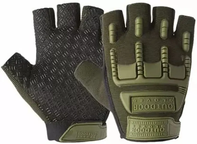 Unisex Military Half Finger Gloves Tactical Fingerless Gloves (Green)