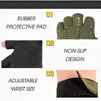 Unisex Military Half Finger Gloves Tactical Fingerless Gloves (Green)-thumb1