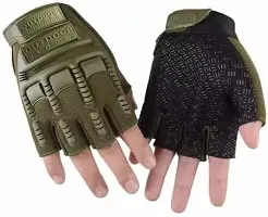 Unisex Military Half Finger Gloves Tactical Fingerless Gloves (Green)-thumb2