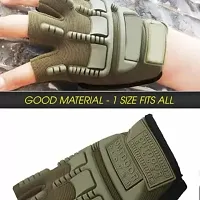 Unisex Military Half Finger Gloves Tactical Fingerless Gloves (Green)-thumb3