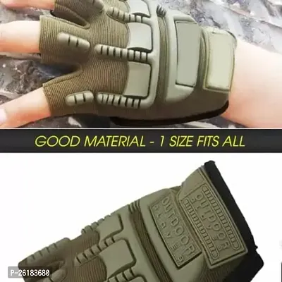 Unisex Military Half Finger Gloves Tactical Fingerless Gloves (Green)-thumb4