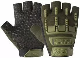 Unisex Military Half Finger Gloves Tactical Fingerless Gloves (Green)-thumb4