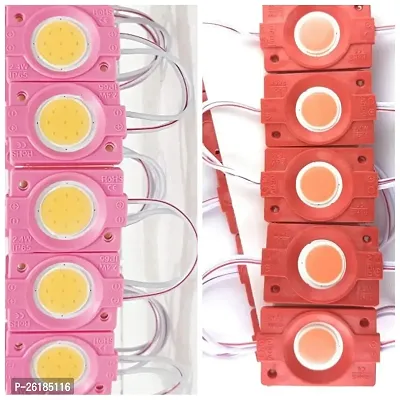 Delhi Deals(10 pcs.) COB LED Module Ultra Bright DC 12V Light / Strip Light / Lamp Bead Chip Waterproof / Module Lights with Double Adhesive Glue 5 Piece ( Pink and Red )