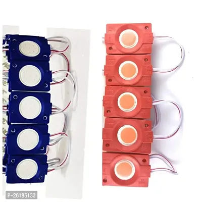 Delhi Deals (10 pcs.) COB LED Module Ultra Bright DC 12V Light / Strip Light / Lamp Bead Chip Waterproof / Module Lights with Double Adhesive 5pcs each ( Red and Blue )-thumb0