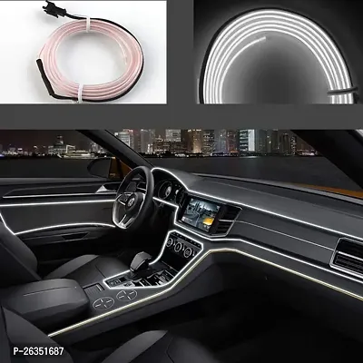 Car Interior Light Ambient Neon Light for All Car Models with Lighter Socket (White, 5 Meter)