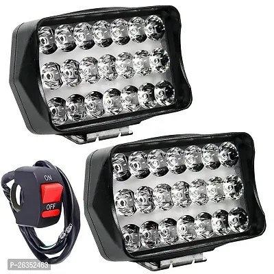21 Led Fog Light (white) For Car, Bus, Truck, Motorbike , Fog Lamp Car, Motorbike, Truck LED (12 V, 40 W) Pack of 2 + 1 On/Off Switch-thumb0