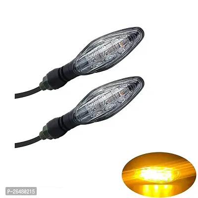 Universal Sleek Amber Improved 3 LED Turn Signal Indicator Light Lamp for All Yamaha Bikes, (Set of 2)-thumb0