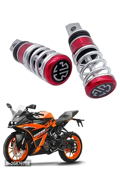 Heavy Duty Metal Stylish Spring Coil Bike Foot Pegs Foot Rest ped For All Types Of Two Wheelers (Set of 2 Red)