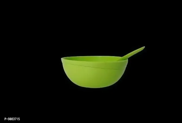 Soup Bowl 500ml 6 Pieces Green colour with spoon-thumb0