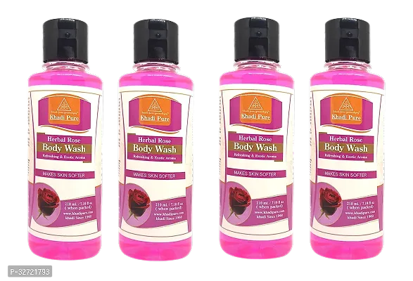 Khadi Pure Herbal Rose Body Wash 210 ml Pack of 4 840 ml