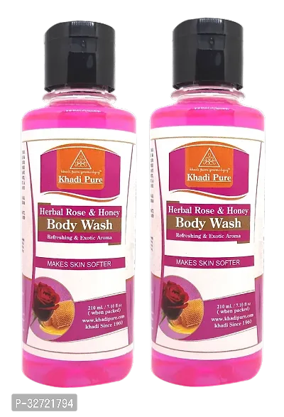 Khadi Pure Herbal Rose Honey Body Wash 210 ml Pack of 2 420 ml