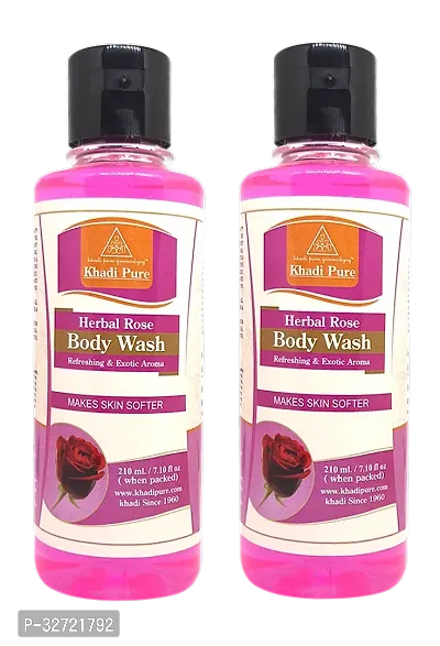 Khadi Pure Herbal Rose Body Wash 210 ml Pack of 2 420 ml-thumb0