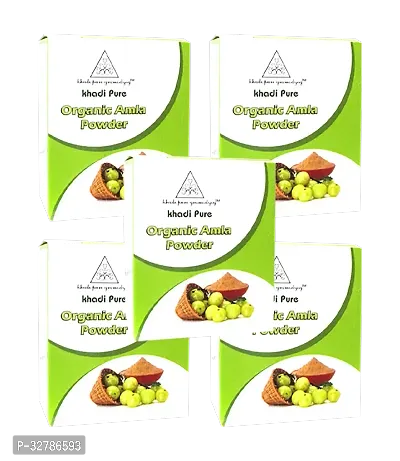 Khadi Pure Orgnaic Herbal Amla Powder For Hair Growth-80 ml Each, Pack Of 5