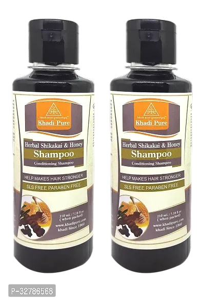 Khadi Pure Herbal Shikakai And Honey Shampoo-210 ml Each, Pack Of 2