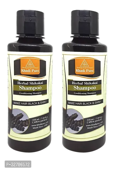 Khadi Pure Herbal Shikakai Shampoo-210 ml Each, Pack Of 2