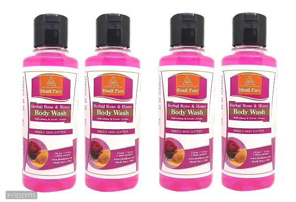 Khadi Pure Herbal Rose Honey Body Wash 210 ml Pack of 4 840 ml