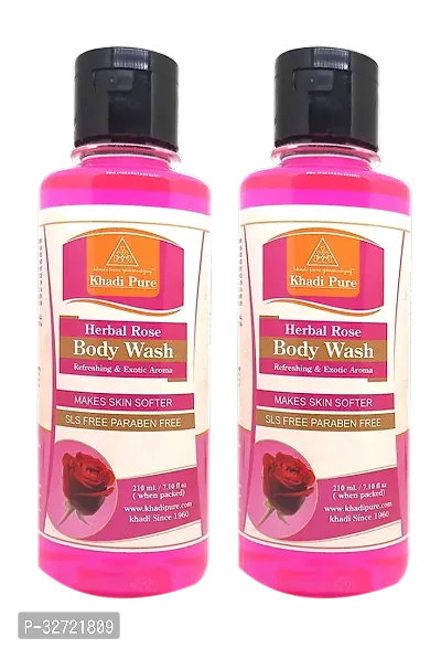 Khadi Pure Herbal Rose Body Wash SLS Paraben Free 210 ml Pack of 2 420 ml