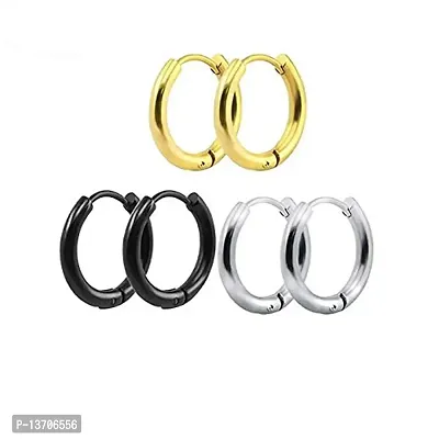 NIMZ Mens Jewellery Valentine Multi Golden Silver Dumbells Stud Kaju Bali Hoop earrings for men/Ear rings Combo For Men/Gents/Boys/unisex Non-Piercing Ear mens jewellery Copper Hoop Earring