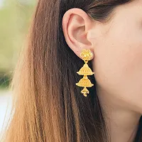 NIMZ One1 Gram Golden Earrings Traditional south indian earrings Screw Back 18k Gold Jhumka Jhumki Stud Combo Earrings For Women girls Temple Jewellery Ethnic Earrings Set For women-Gold Jhumki-N109-thumb3