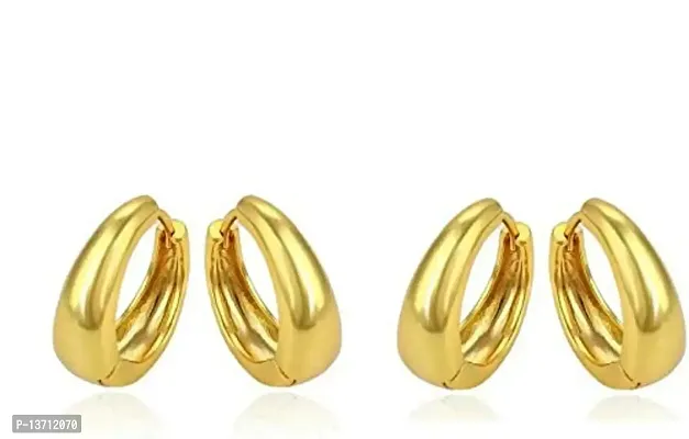 Karishma Kreations Mens Jewellery Valentine Golden Silver Dumbell Ear mens jewellery Copper Hoop Earring-thumb0