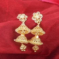 NIMZ One1 Gram Golden Earrings Traditional south indian earrings Screw Back 18k Gold Jhumka Jhumki Stud Combo Earrings For Women girls Temple Jewellery Ethnic Earrings Set For women-Gold Jhumki-N109-thumb2