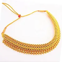 Karishma Kreations Traditional Pearl South Indian Temple Jewellery Maharashtrian Marathi Kolhapuri Saaj Tushi Thushi Mangalsutra Pendant Choker Necklace 1 Gram Gold Thushi for Girls Women-THUSHI123-thumb2