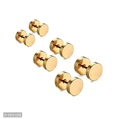 Mens Jewellery Valentine Multi Stainless Steel Dumbells Stud Kaju Bali Hoop earrings for men/Ear rings Combo For Men/Gents/Boys/unisex Non-Piercing Ear mens jewellery Copper Hoop Earring
