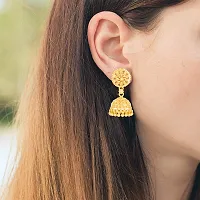 NIMZ One1 Gram Golden Earrings Traditional south indian earrings Screw Back 18k Gold Jhumka Jhumki Stud Combo Earrings For Women girls Temple Jewellery Ethnic Earrings Set For women-Gold Jhumki-N116-thumb1