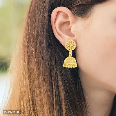 NIMZ One1 Gram Golden Earrings Traditional south indian earrings Screw Back 18k Gold Jhumka Jhumki Stud Combo Earrings For Women girls Temple Jewellery Ethnic Earrings Set For women-Gold Jhumki-N116-thumb2