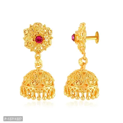 NIMZ One1 Gram Golden Earrings Traditional south indian earrings Screw Back 18k Gold Jhumka Jhumki Stud Combo Earrings For Women girls Temple Jewellery Ethnic Earrings Set For women-Gold Jhumki-N132